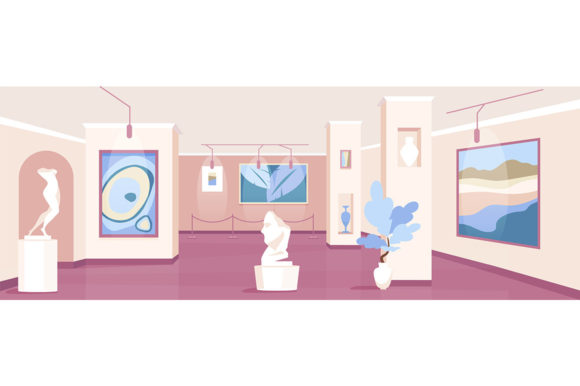 Download Trendy Art Gallery Flat Illustration - Trendy art Collection