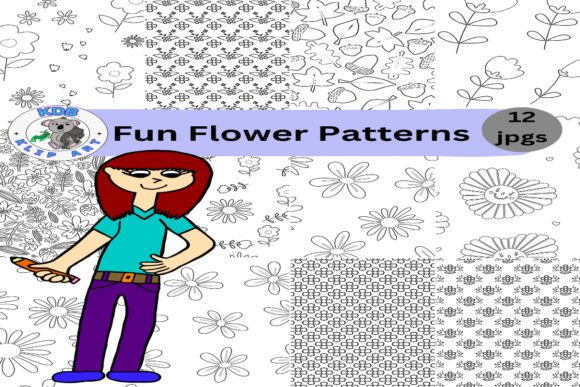 Download Floral Lineart Patterns Black and White - White Collection