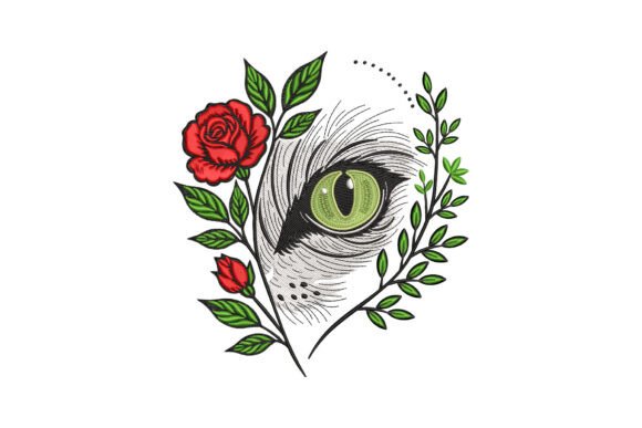 Download Cat Eye with Rose Flower - Premium Resources