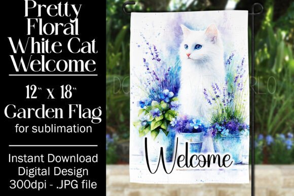 Download White Cat Garden Flag Sublimation, F4 - White Collection