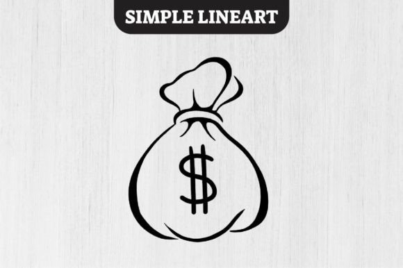 Download Simple Lineart Vector - Bag of Money - Simple Collection